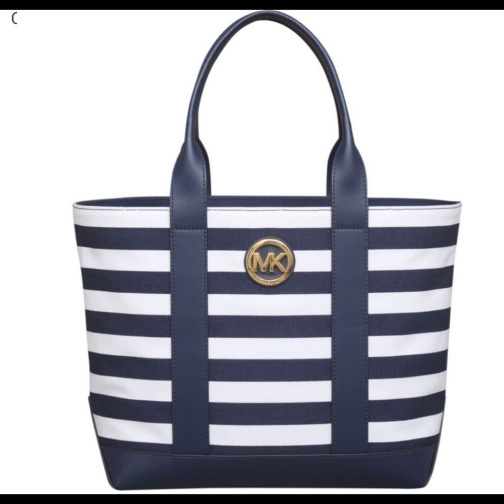 NWT❣️Michael Kors Fulton Canvas Striped Tote